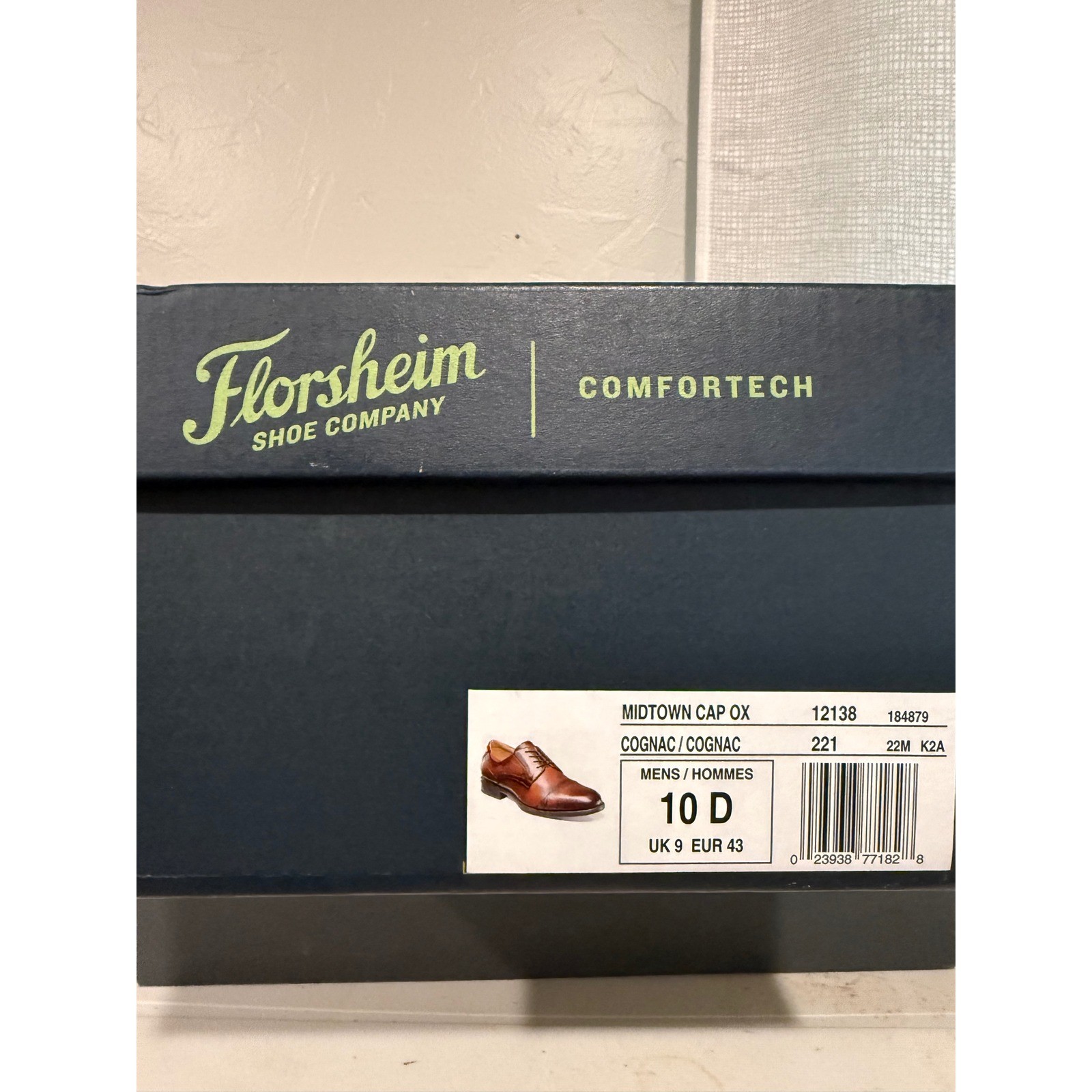Florsheim Midtown Cap Ox Mens 10 D Cognac Leather Dress Shoes 12138-221
