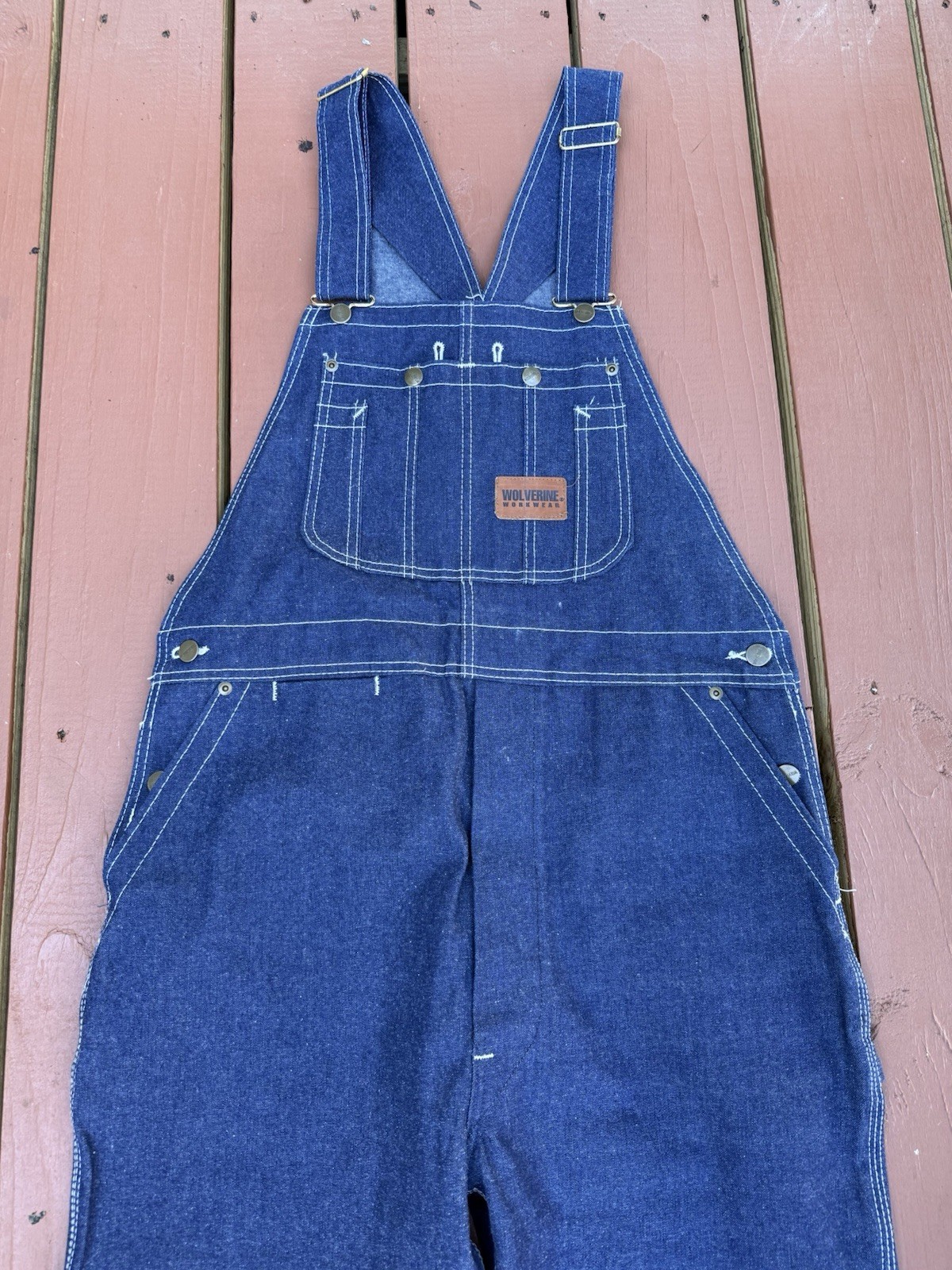Vintage NOS Wolverine Bib 15 Oz Denim Overalls Size 36x34 Made In USA