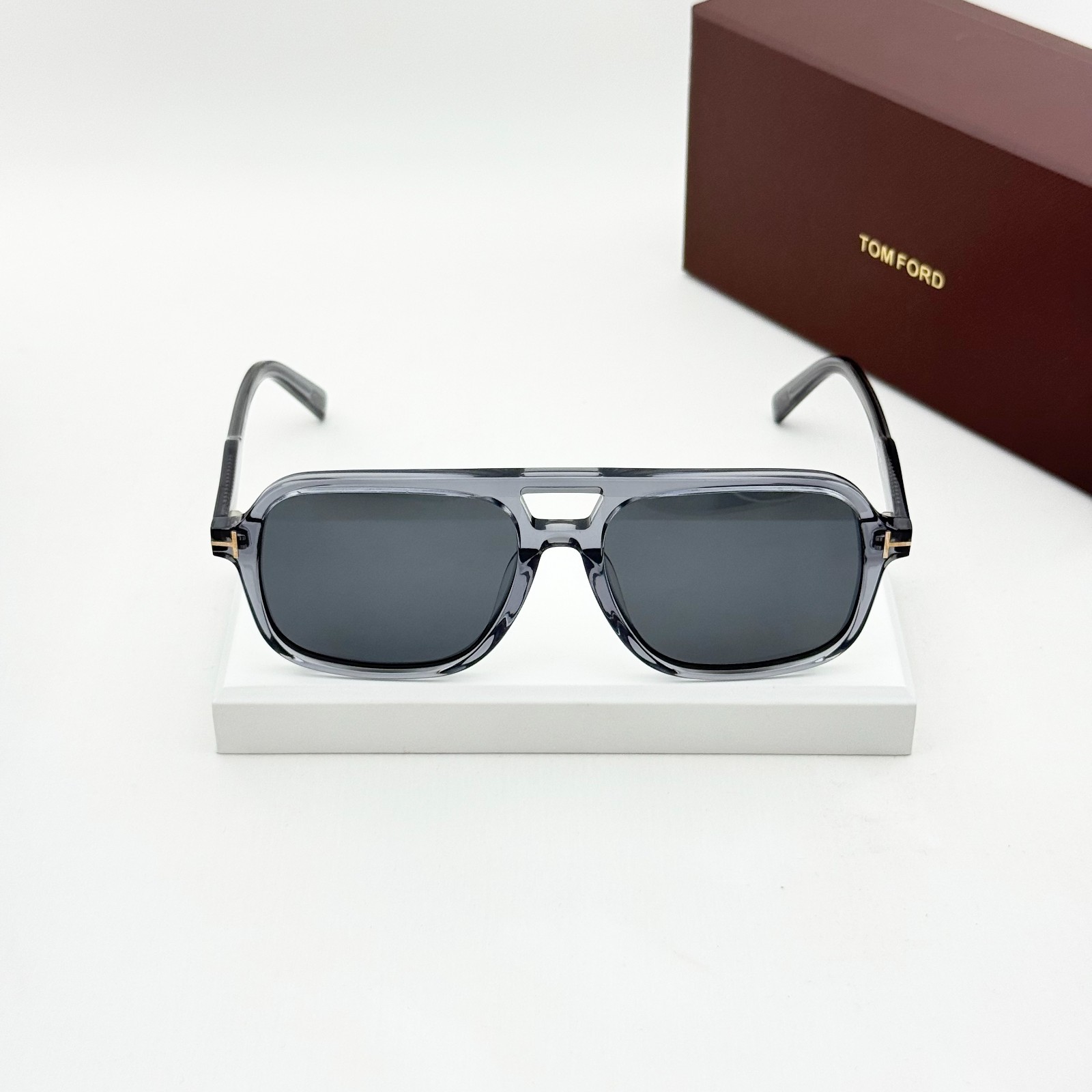 Tom Ford Falconer TF884 Sunglasses Transparent Gray Frame Dark Gray Lens 