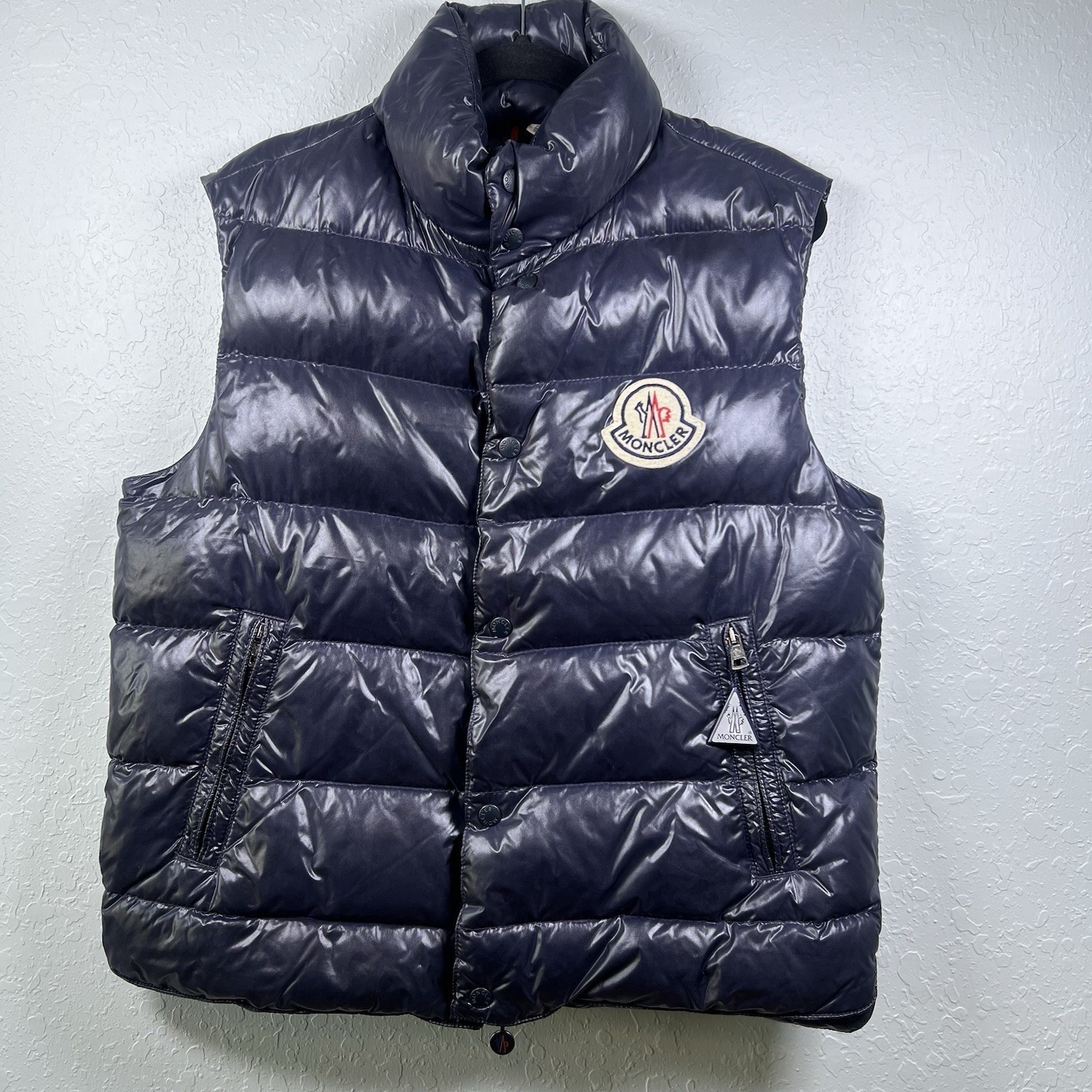 Moncler Blue Puffer Goose Down Vest Tib Gilet Size 4 Mens XL  Authentic Logo
