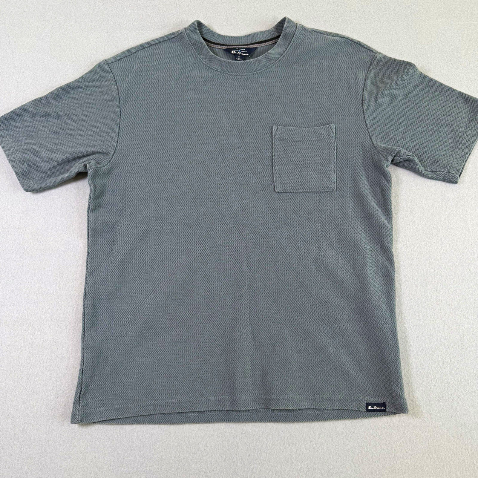 Ben Sherman Men’s Gray Solid Cotton Knit Pocket Crew Neck Tee Shirt Size M