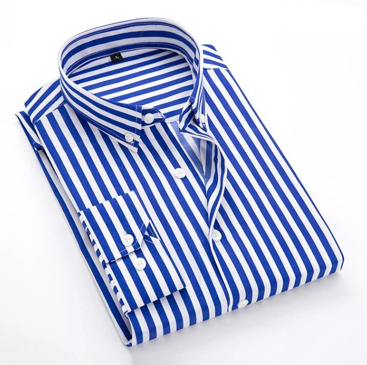 2026 Men\'s Classic Striped Shirt, Single-breasted Long-sleeved Shirts Autumn New