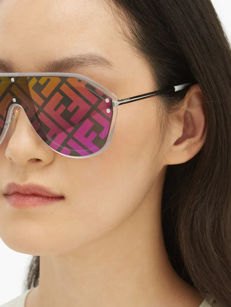 Fendi FFM0039GS Multicolor Monogram Mirror Aviator Sunglasses NEW