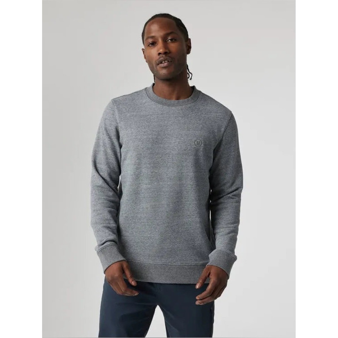 NWT Vuori Men\'s Cypress Crew Sweatshirt Heather Grey Large (Flaw) V255