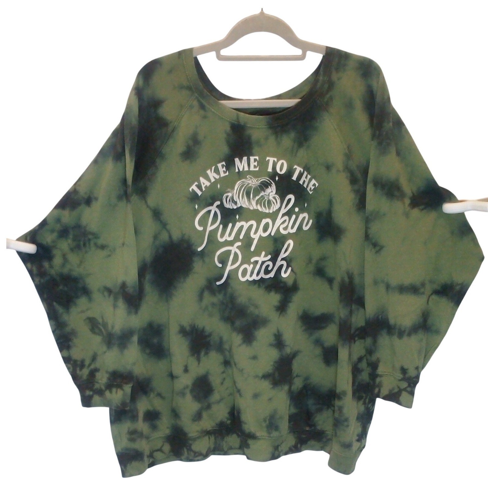 Torrid Green Tie Dye Pumpkin Patch Cozy Fleece Sweatshirt Size 5 US 28