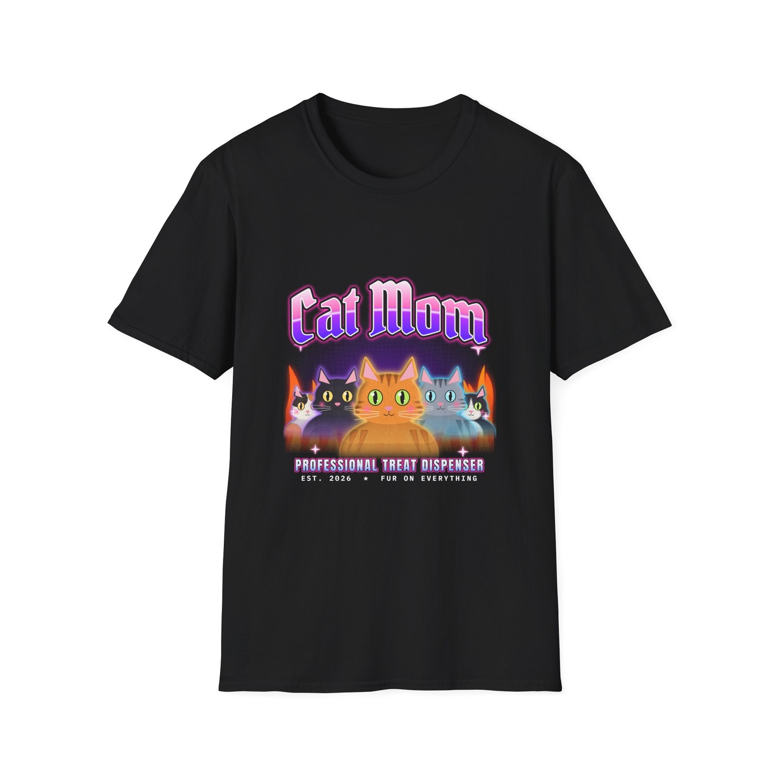 Cat Mom Shirt Vintage 90s Bootleg Style Cat Lover Gift Tee Softstyle Unisex
