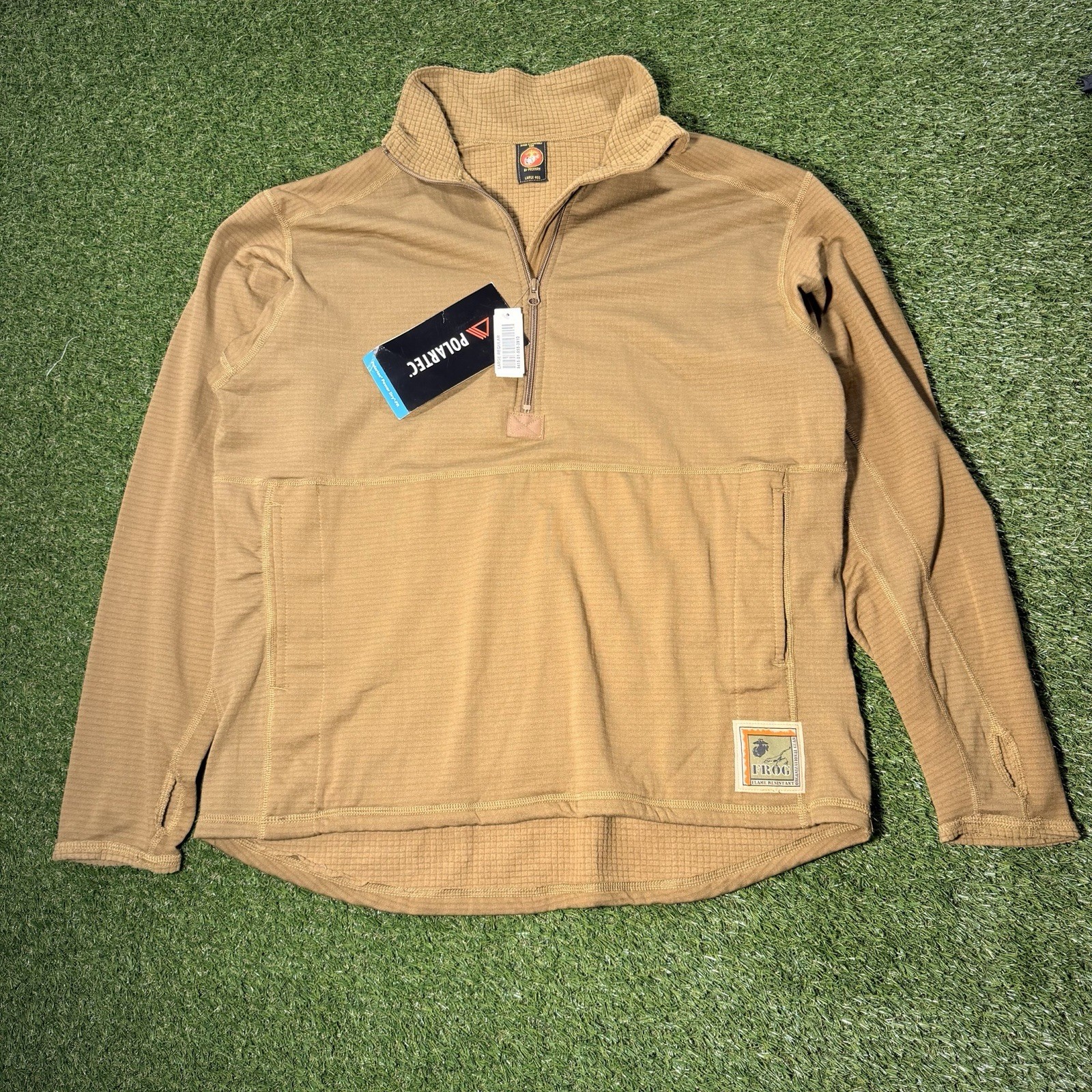 USMC FROG Thermal Shirt Mens Large Long Waffle Grid Pullover FR Fleece PolarTec
