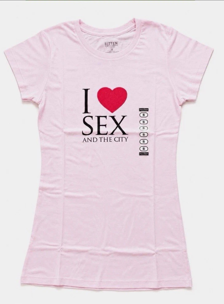 RARE Vintage Y2K Sex and the City BITTEN Carrie Bradshaw Pink Promo Tee Small