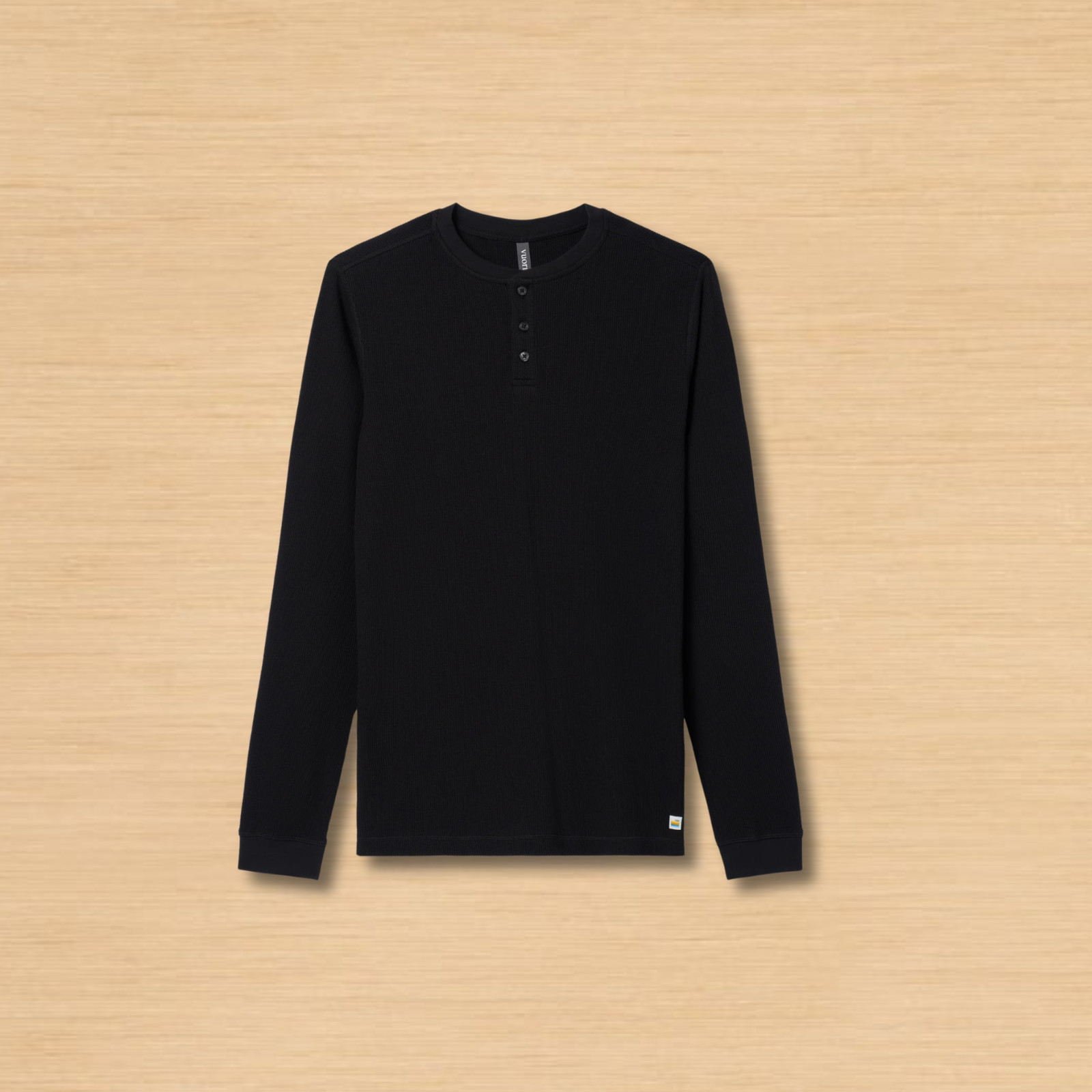 NWT Vuori Men\'s Waffle Henley, Black, New, Sale