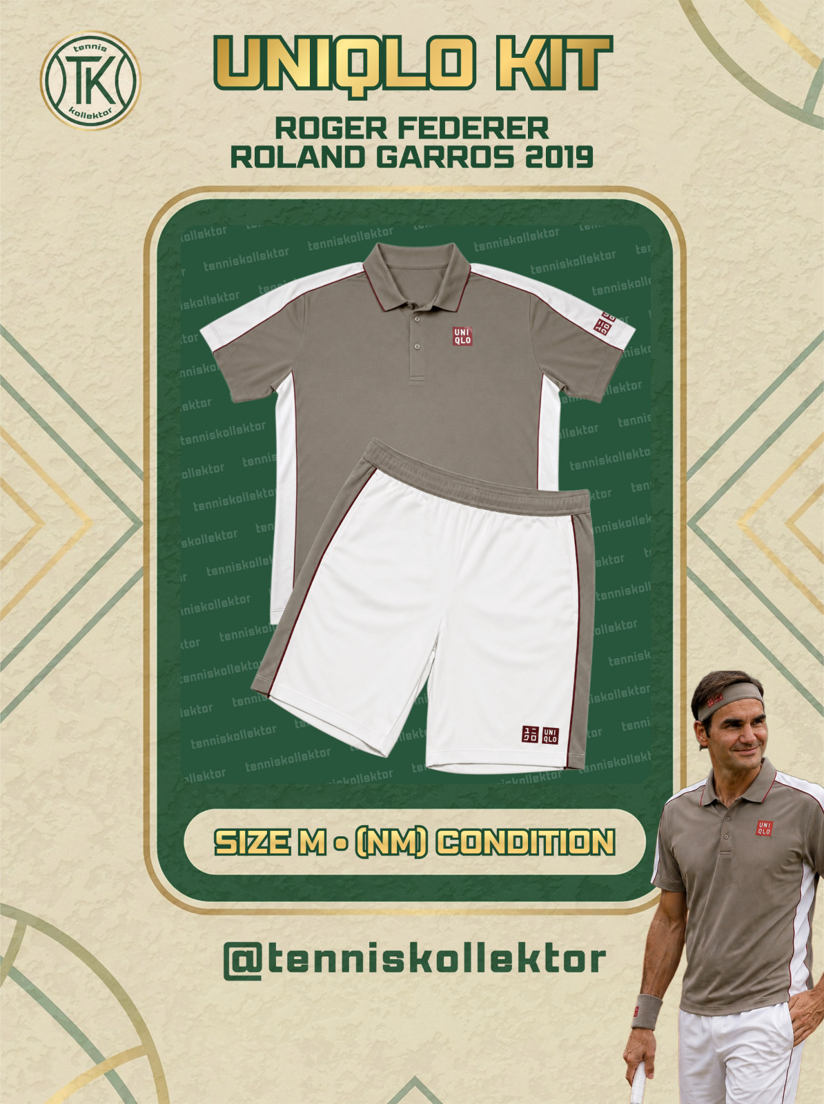 Uniqlo Roger Federer RF 2019 Roland Garros French Open Outfit Polo Shorts ON