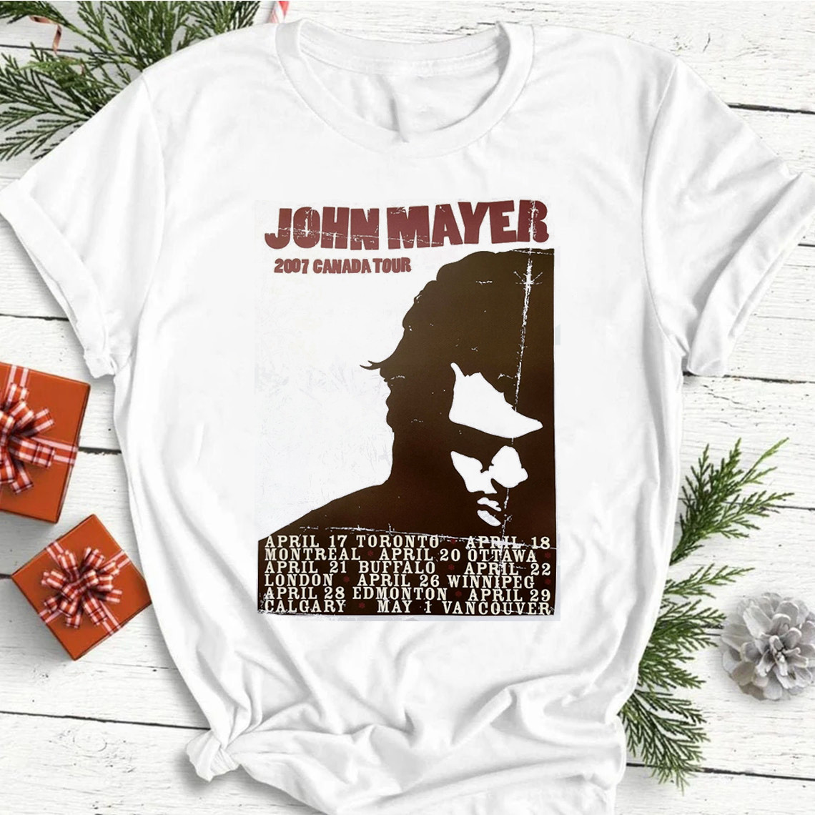 John Mayer 2007 Canada  S-234XL Gift Xmas White unisex shirt