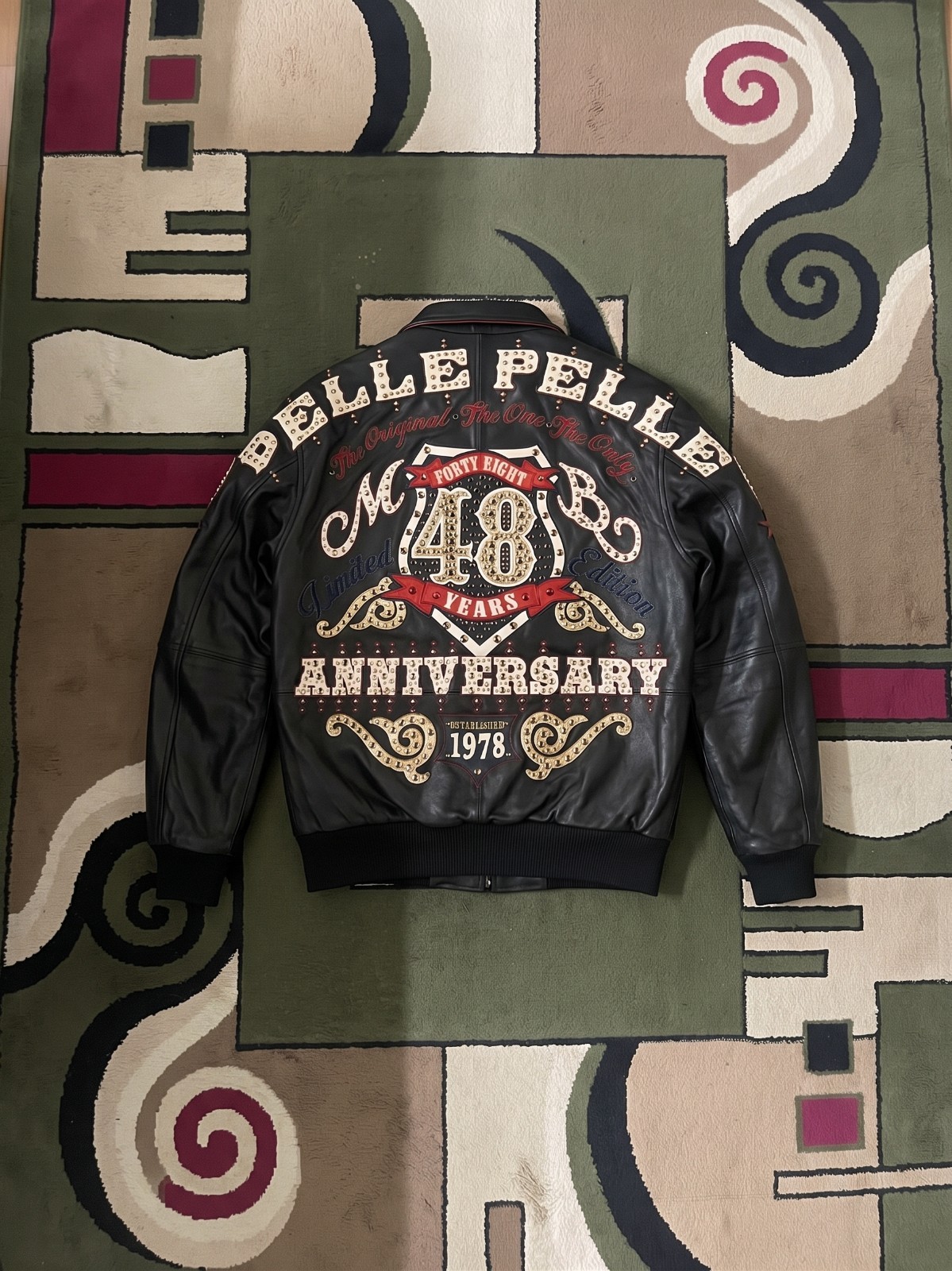 Pelle Pelle Style 48th Anniversary Leather Jacket Studded MB Bomber 1978 Coat