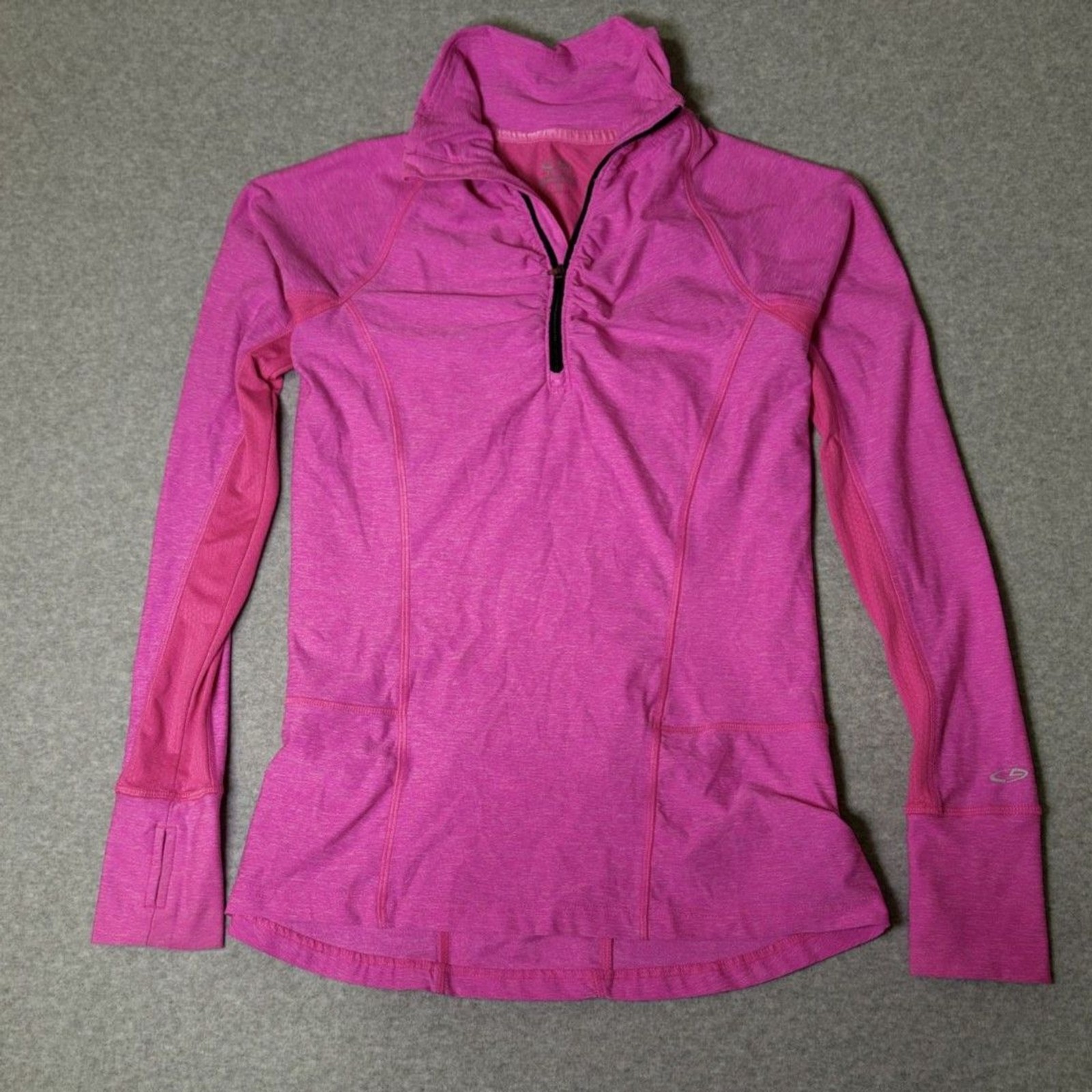C9 Champion Women\'s Small Pink Heathered 1/4 Zip Running Pullover Thumbholes