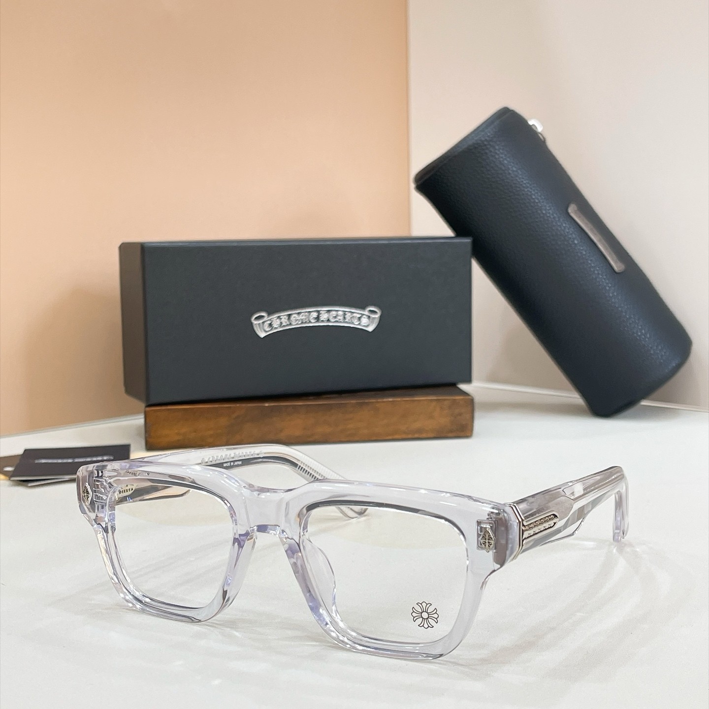 Chrome Hearts GNARLIN Square Eyeglasses Crystal Clear Silver 53-23-145 NEW CASE