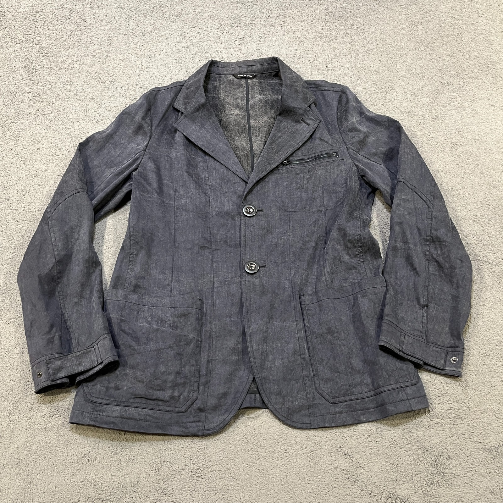 GIORGIO ARMANI Ramie Silk Textured Unstructured Blazer Made In Italy Jacket Sz50