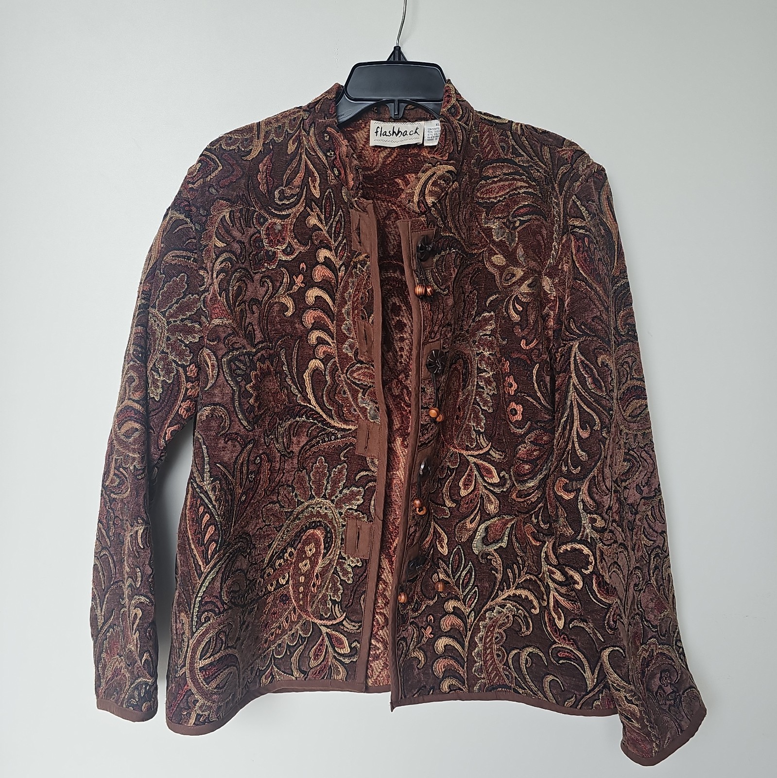 Vintage 90s Flashback Tapestry Jacket XL Paisley Jacquard Boho Artsy 