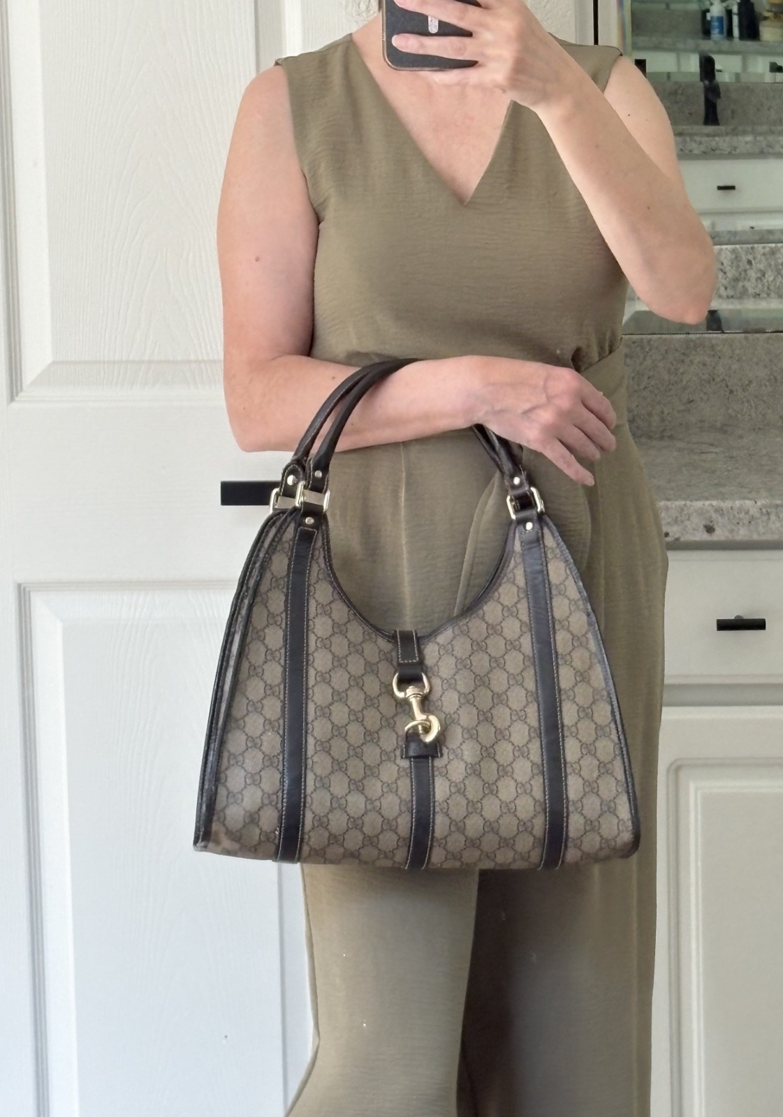 Authentic Gucci Vintage Supreme Jackie PVC signature Canvas Hobo shoulder bag