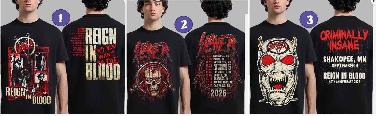 Slayer Reign in Blood 40th Anniversary Tour 2026 Merch Inspired T-Shirt