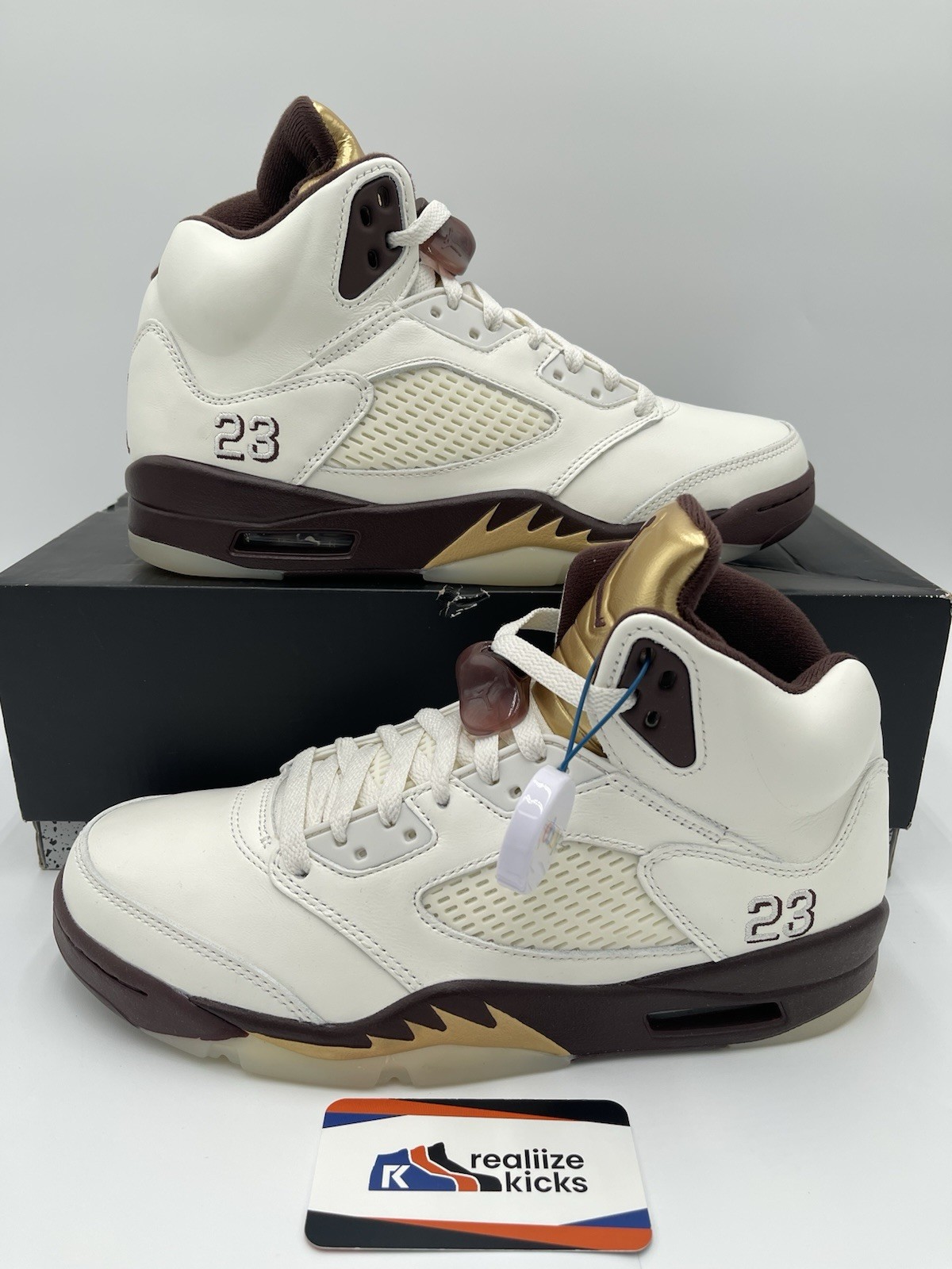 Size 10W/8.5M - WMNS Nike Air Jordan 5 Golden Ticket Sail Earth (DD9336-200) NEW