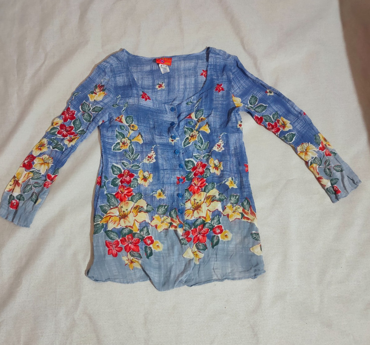 Vintage Kenzo Jungle Floral Rayon Blouse Made in France Size 42