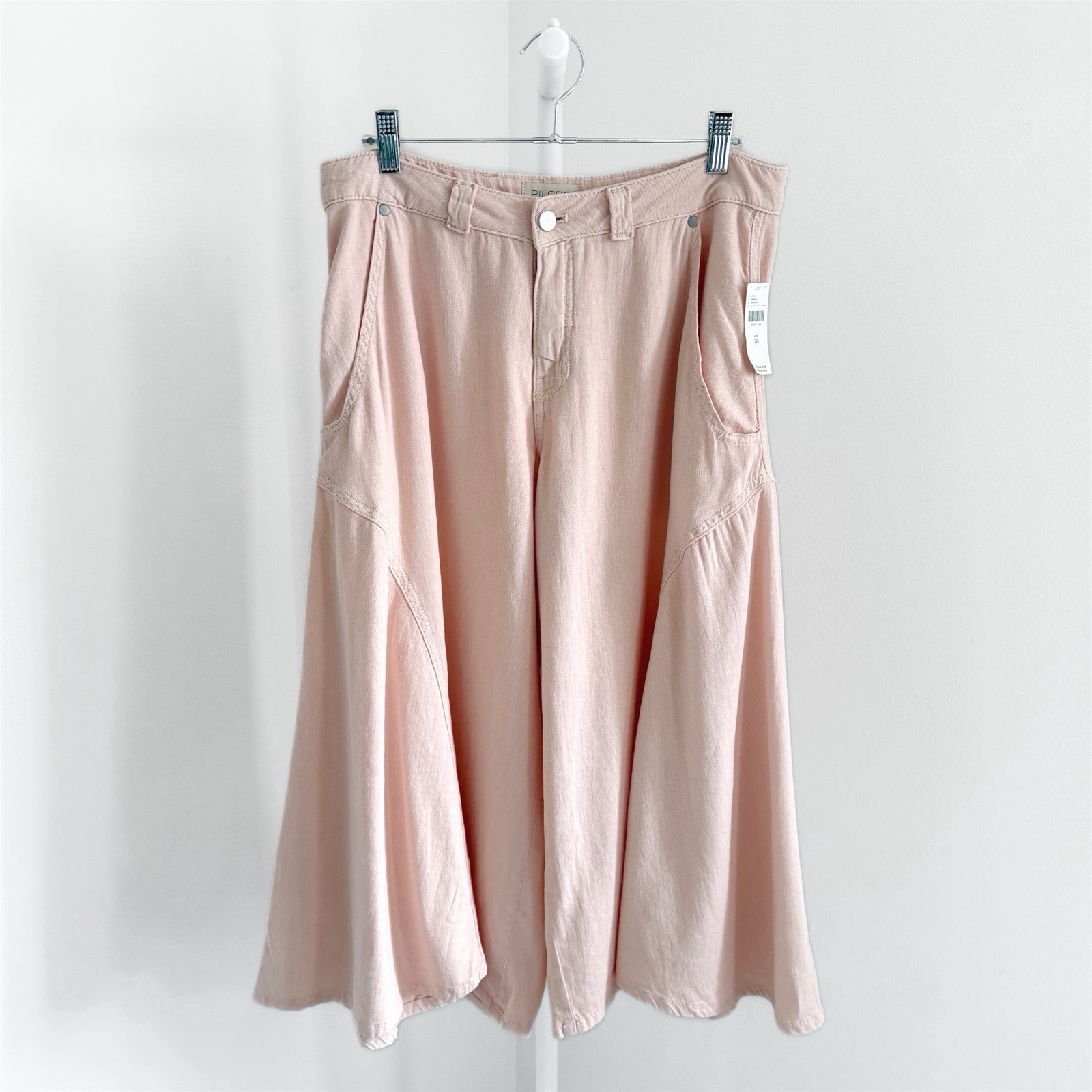 NEW Pilcro Anthropologie Cropped Culotte Pants Size 28 Pink Wide Leg Indie Boho