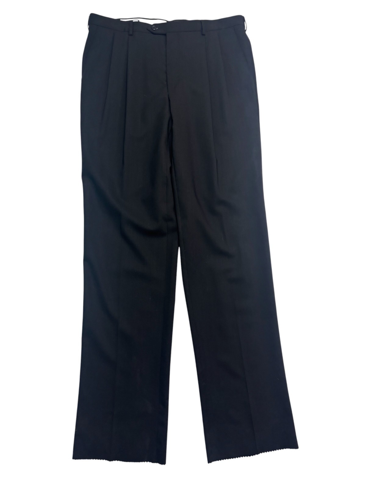 NEW Paul Fredrick 38 Unhemmed Black Dress Pants Trousers Wool All Season Pleated