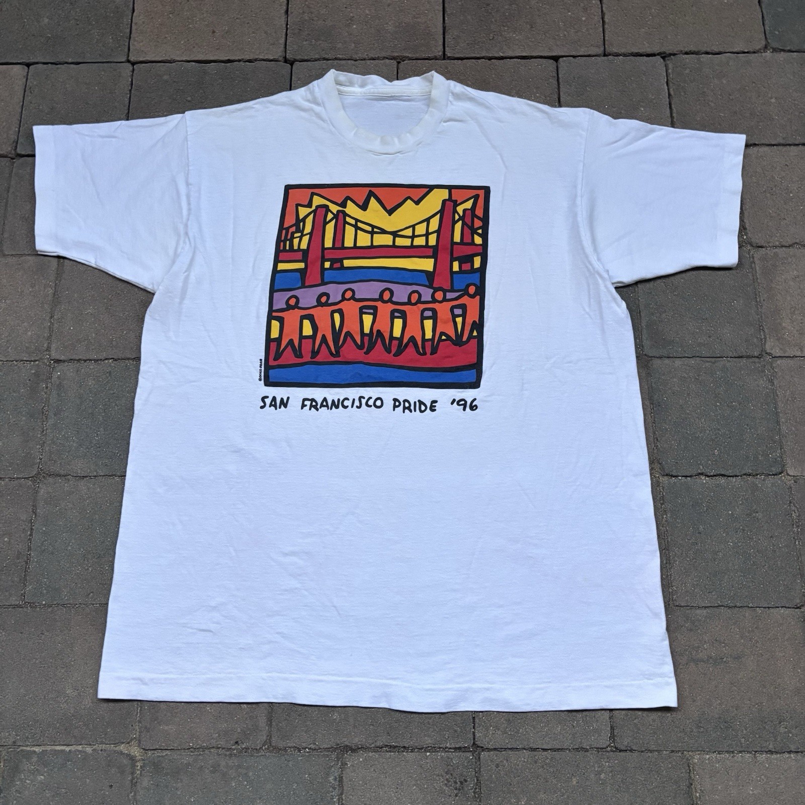 Vintage 1996 San Francisco Pride Graphic T-Shirt Mens Size XL USA Single Stitch