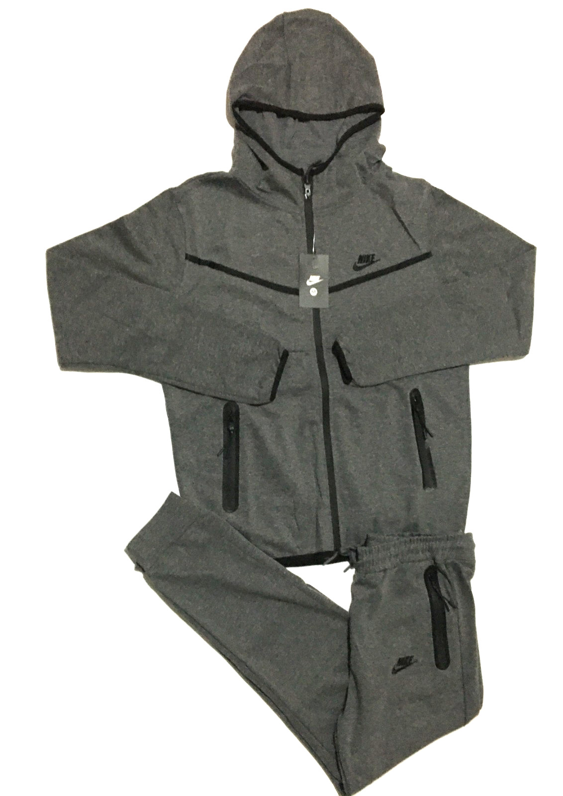 Men Nike Tech Set  V - Style Two Pieces Charcoal