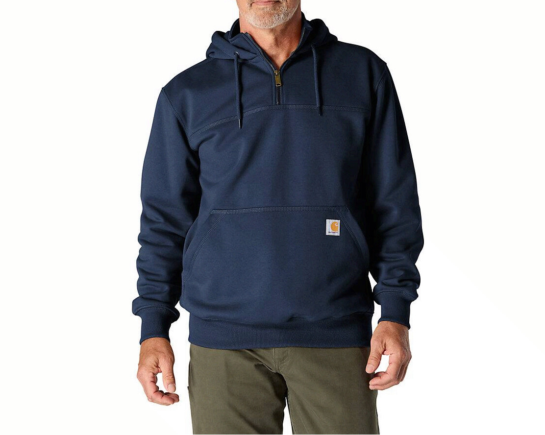 Carhartt Men\'s Rain Defender Quarter Zip Sweatshirt New Navy Loose Fit 100617