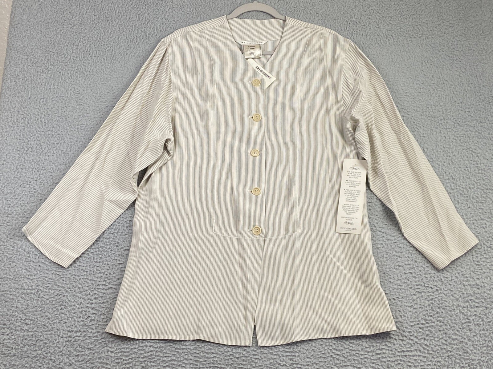 VTG MAX STUDIO COLLECTION Womens Pinstripe Blazer Jacket Large Button Front NWT