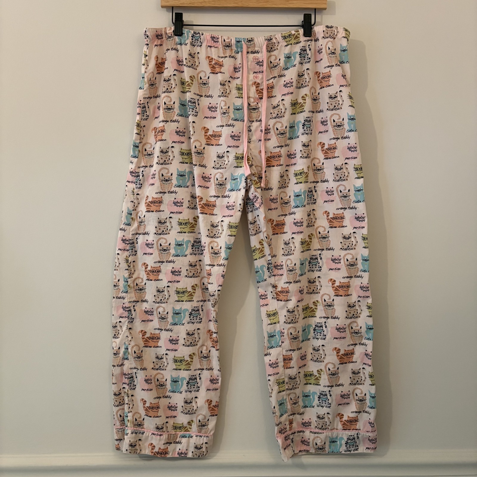 Cat Pajama Pants Womens XL Crazy Cat Lady Cotton Kitty Novelty Maine Coon Tabby