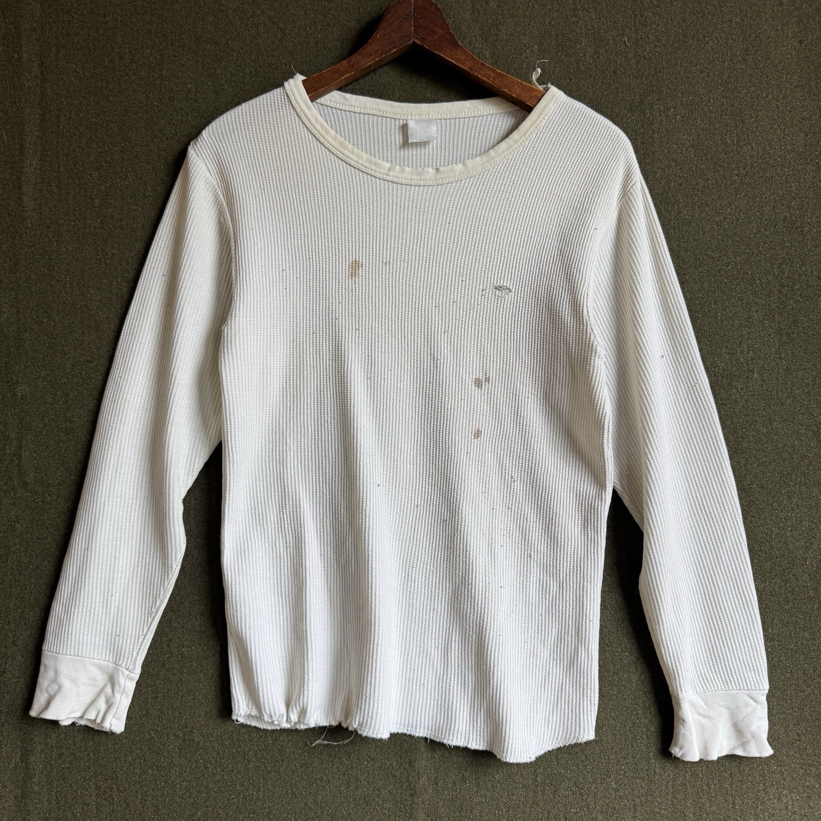 Vintage 80s 90s Thrashed Distressed Thermal Grunge Skater Shirt Sz 19 x 26