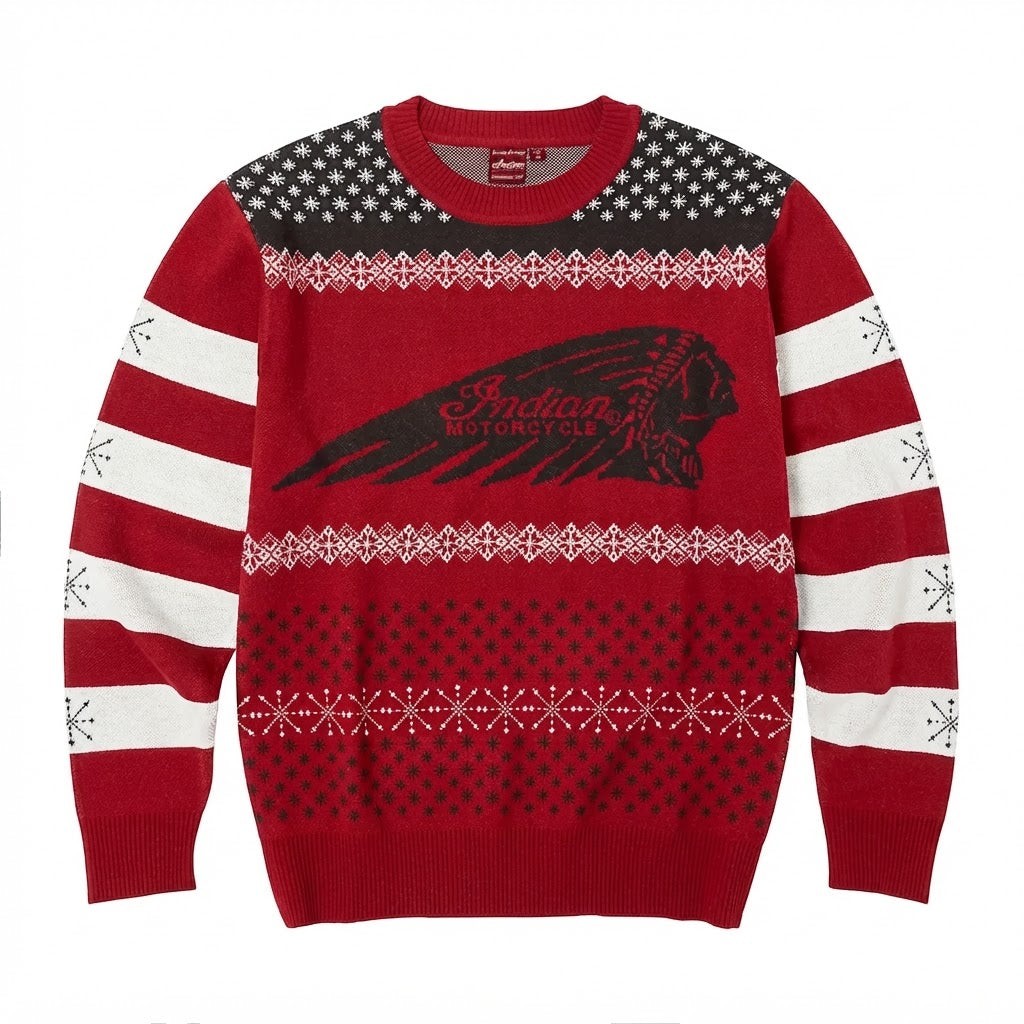 Unisex Indian Motorcycle Headdress Christmas Sweater
