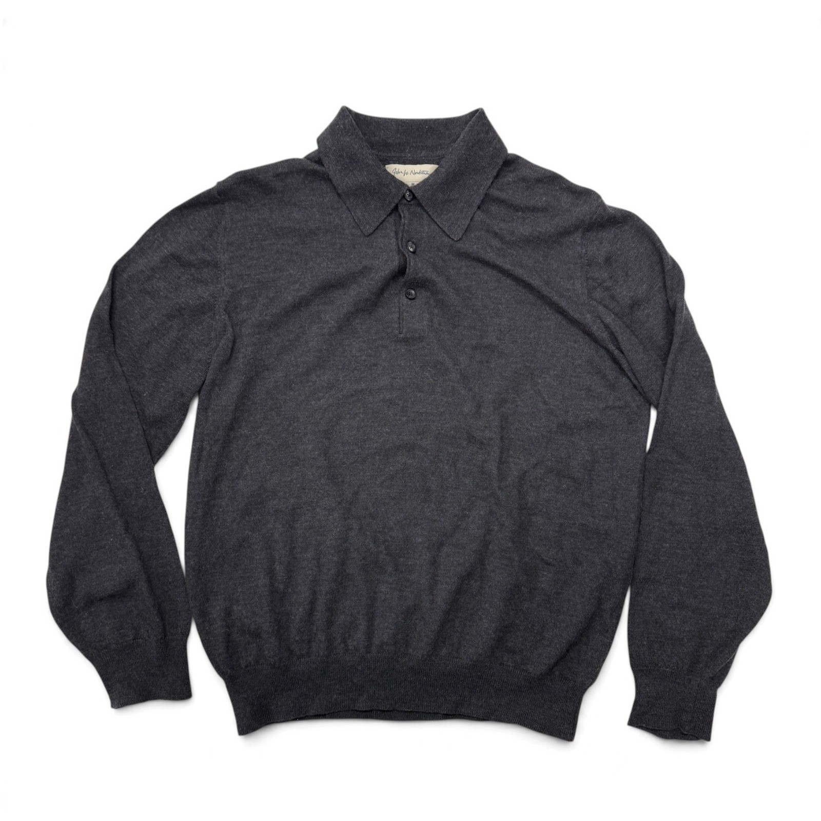 John Nordstrom Extrafine Merino Wool Polo Sweater Men Medium Charcoal Gray Italy