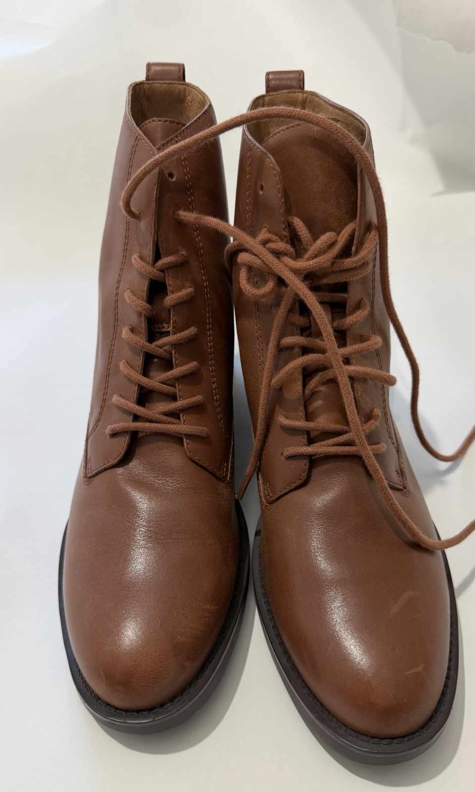 Madewell 100% Leather Tan Lace Up Boots Never Worn Size 9.5 Women’s Ankle Boots