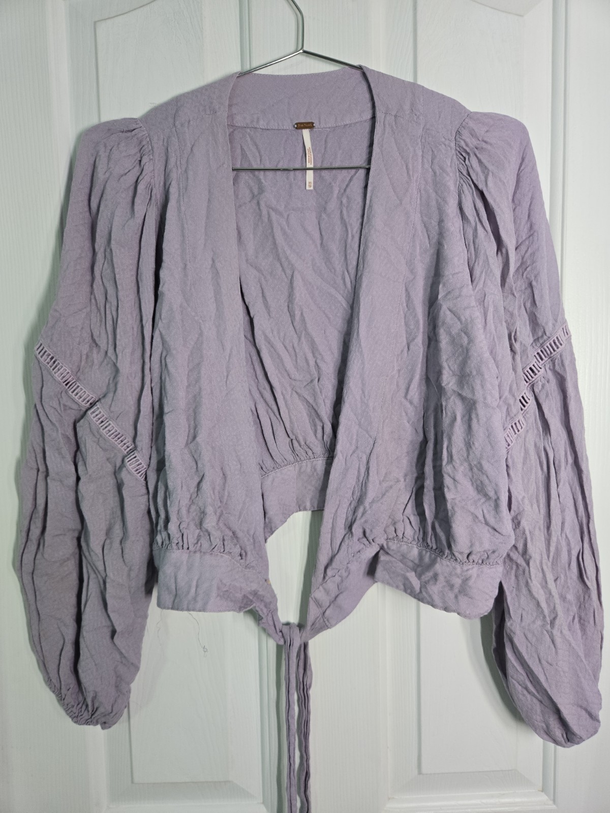 Free People lilac  Crop Top Tie Front Long Sleeve
