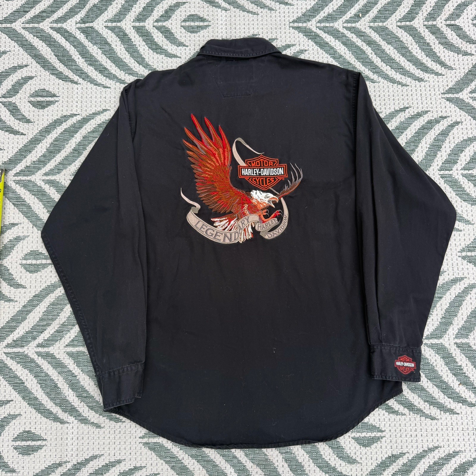 Vintage Harley Davidson Screaming Eagle Embroidered Shirt/Logo Metal Buttons  XL