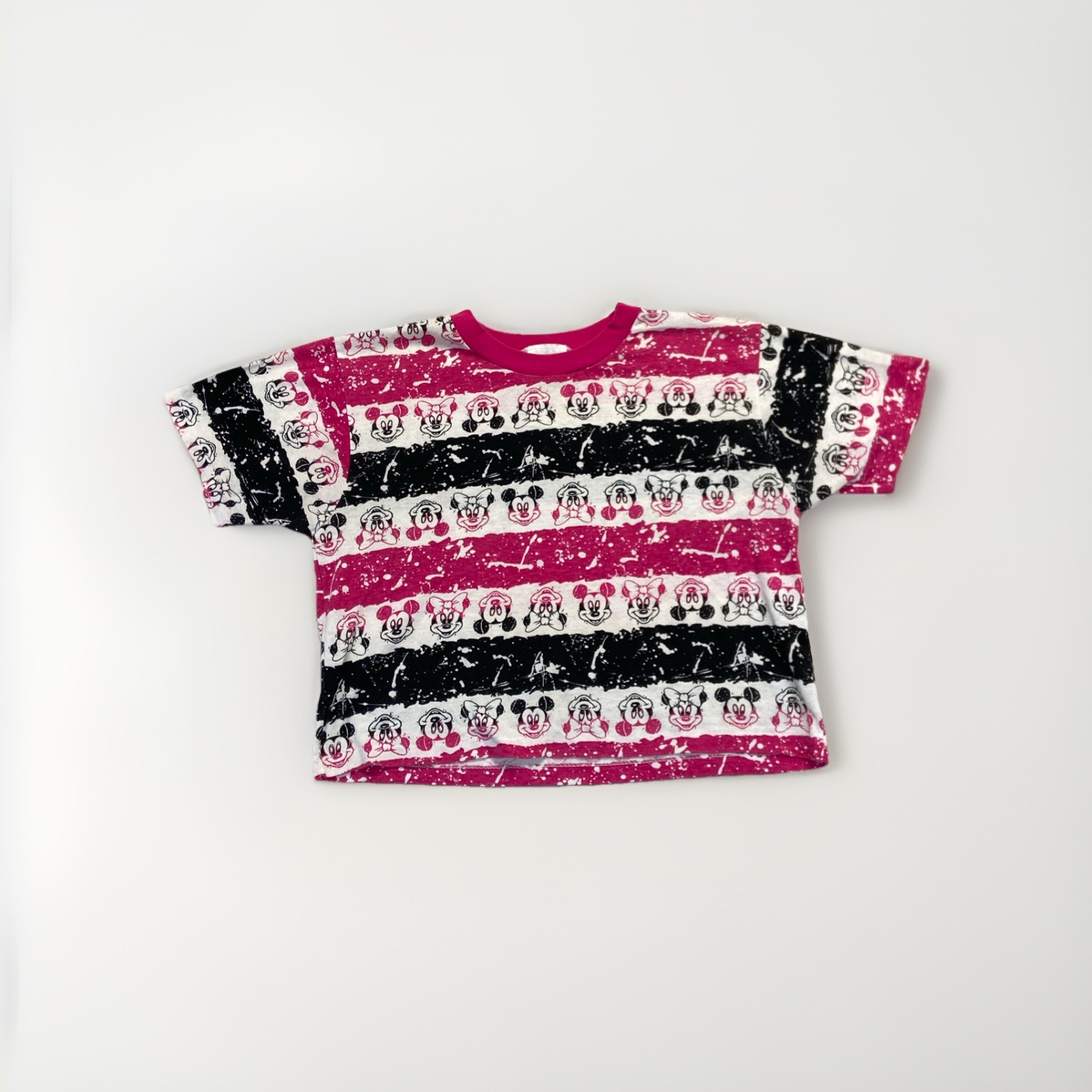 Vintage Mickey Mouse Shirt Youth M AOP Striped 90s 80s Disney Kids