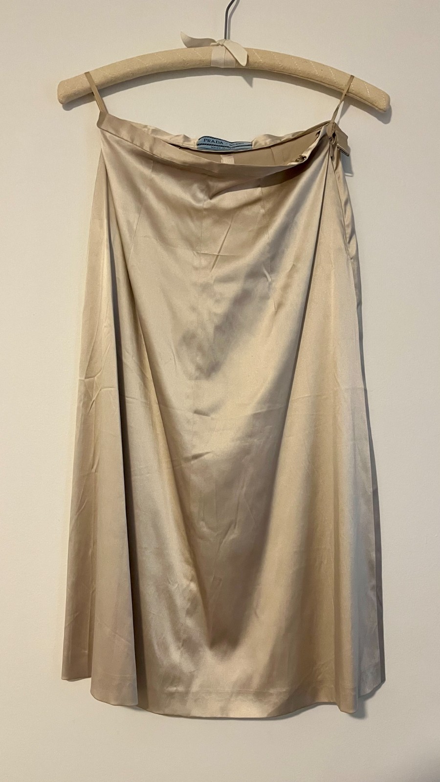 Vtg vintage Rare great PRADA 90\'s silk midi skirt size 8 10 44 gold