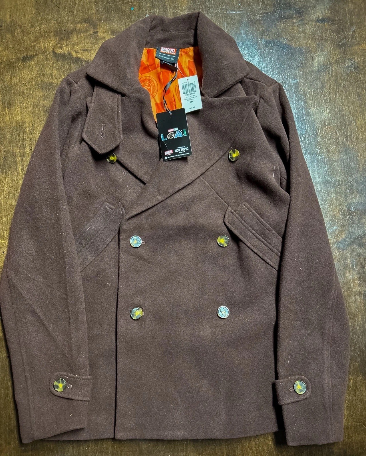 NWT Hot Topic/Our Universe Loki TVA Double-Breasted Pea Coat~Size Small