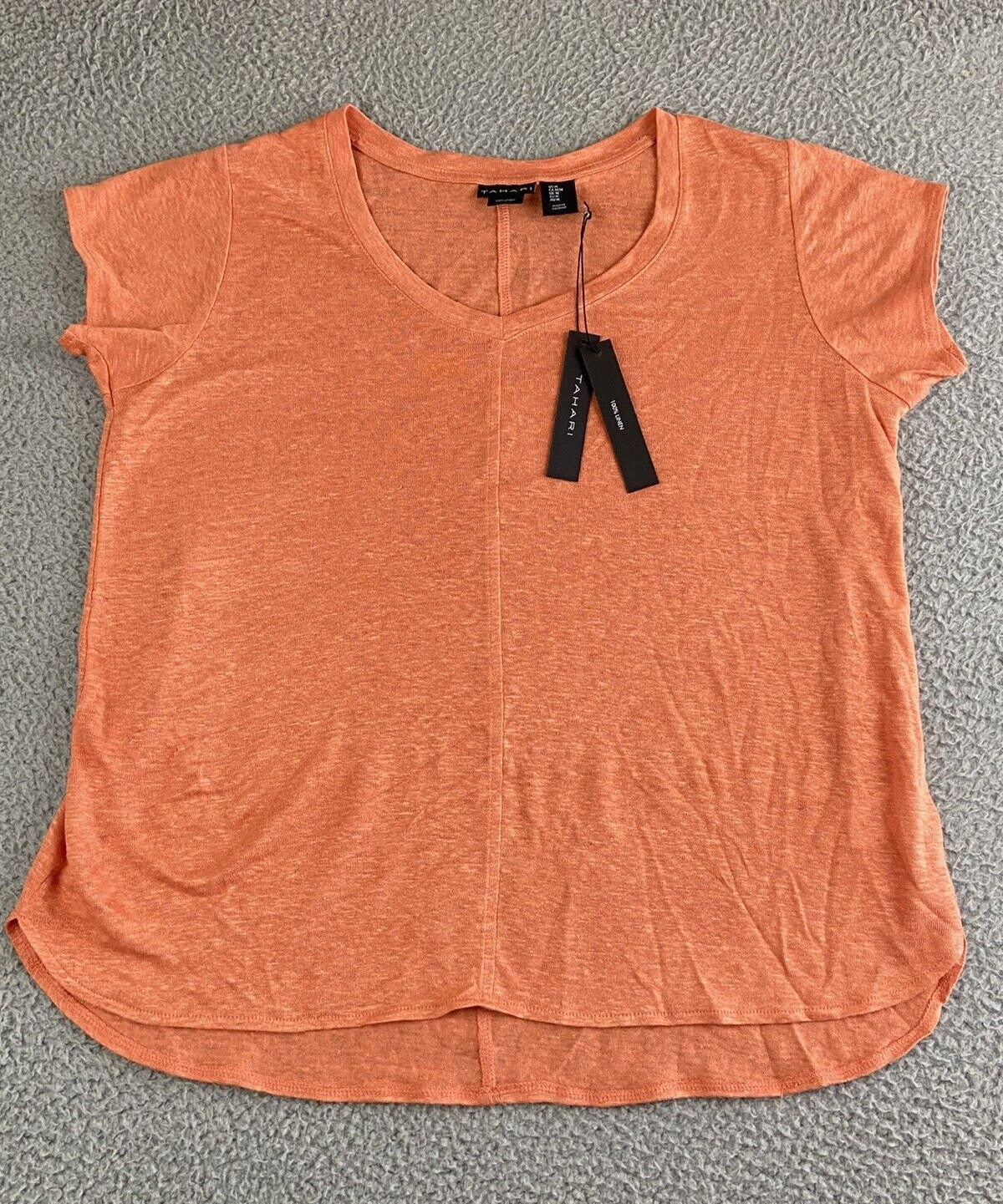 Tahari Size Medium M 100% Linen Tunic Top Lagenlook Relaxed Chic Soft & NWT