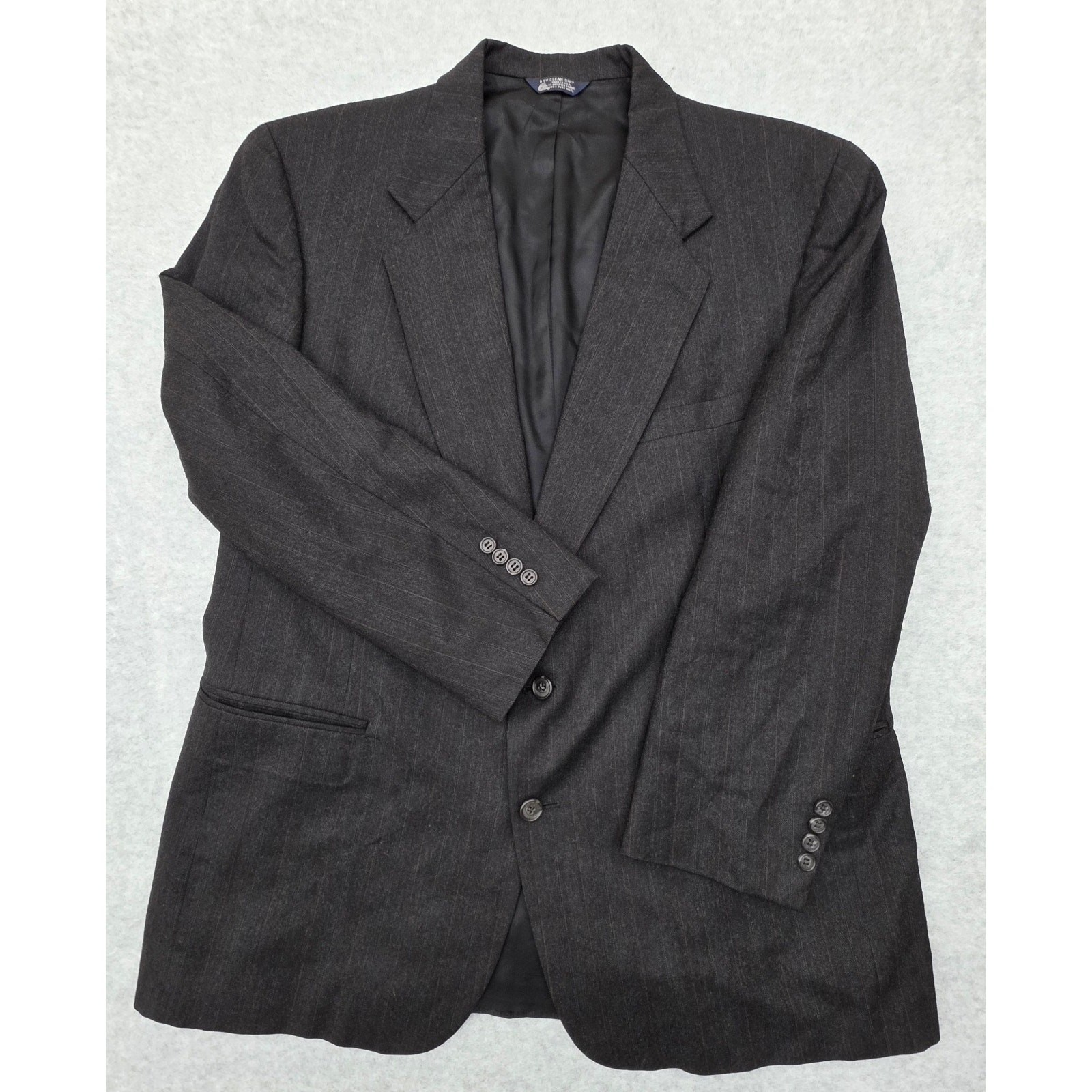 Vintage Traditional Briar Apparel 100% Wool Blazer Mens 44 Gray Pinstripe USA