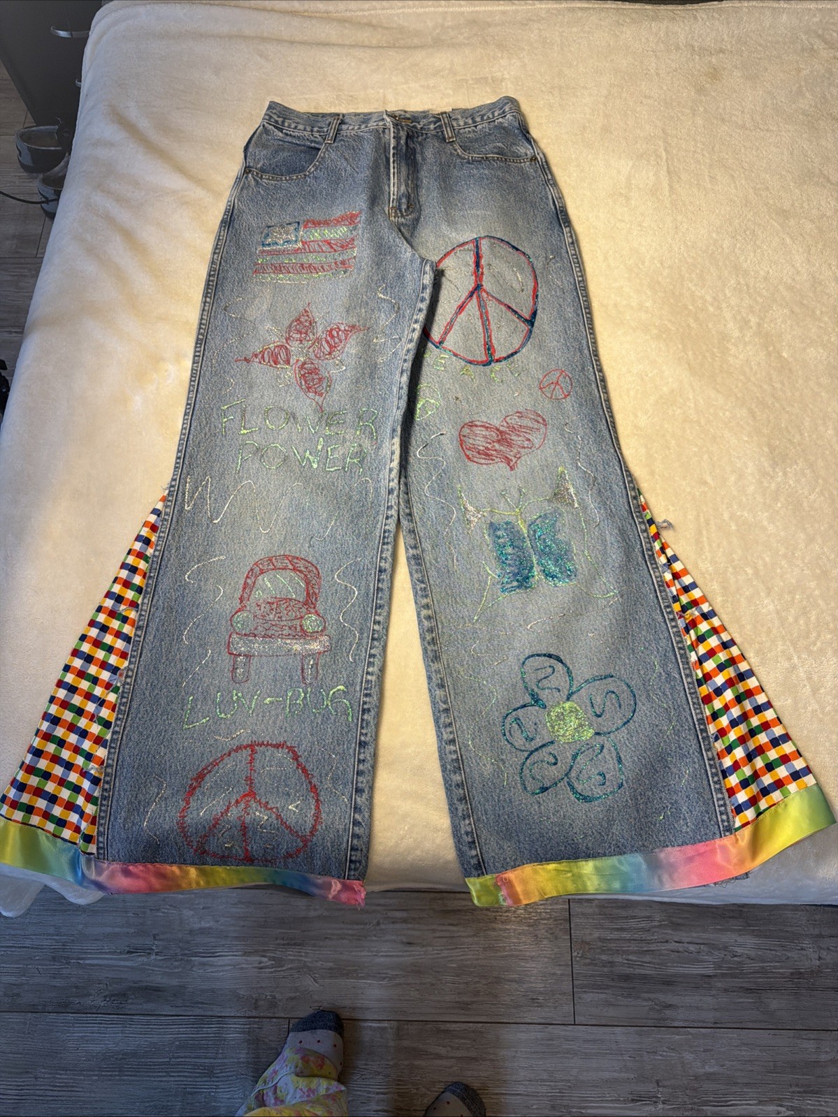 Vintage Unionbay Women’s Custom Hippie Art  Jeans Size 11
