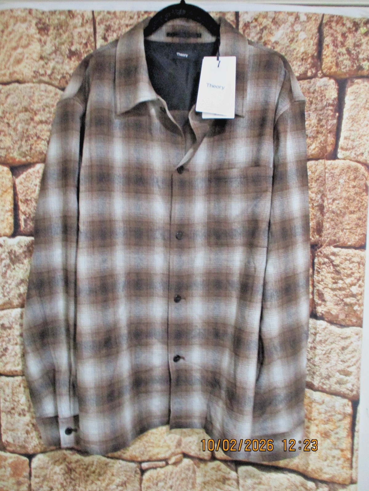 Theory Jesi Wool Blend Flannel Plaid Long Sleeve Men\'s Button Down Shirt SZ XXL