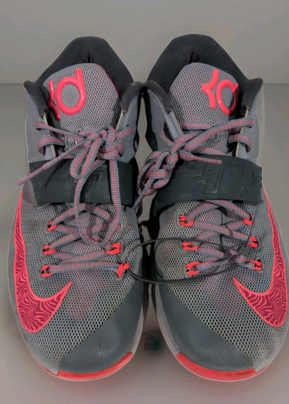 Nike KD 7 Calm Before The Storm Gray Pink Low Top Basketball Sneakers Synthetic