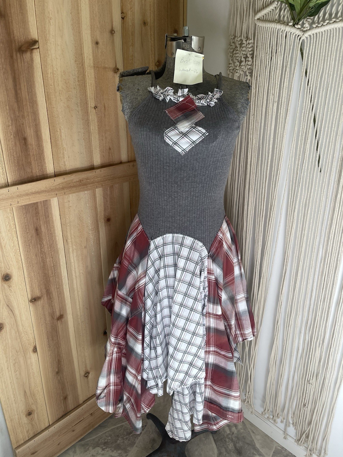Upcycled Dress Tattered  Repurposed Boho Patchwork Recycled Boho Dress Women S