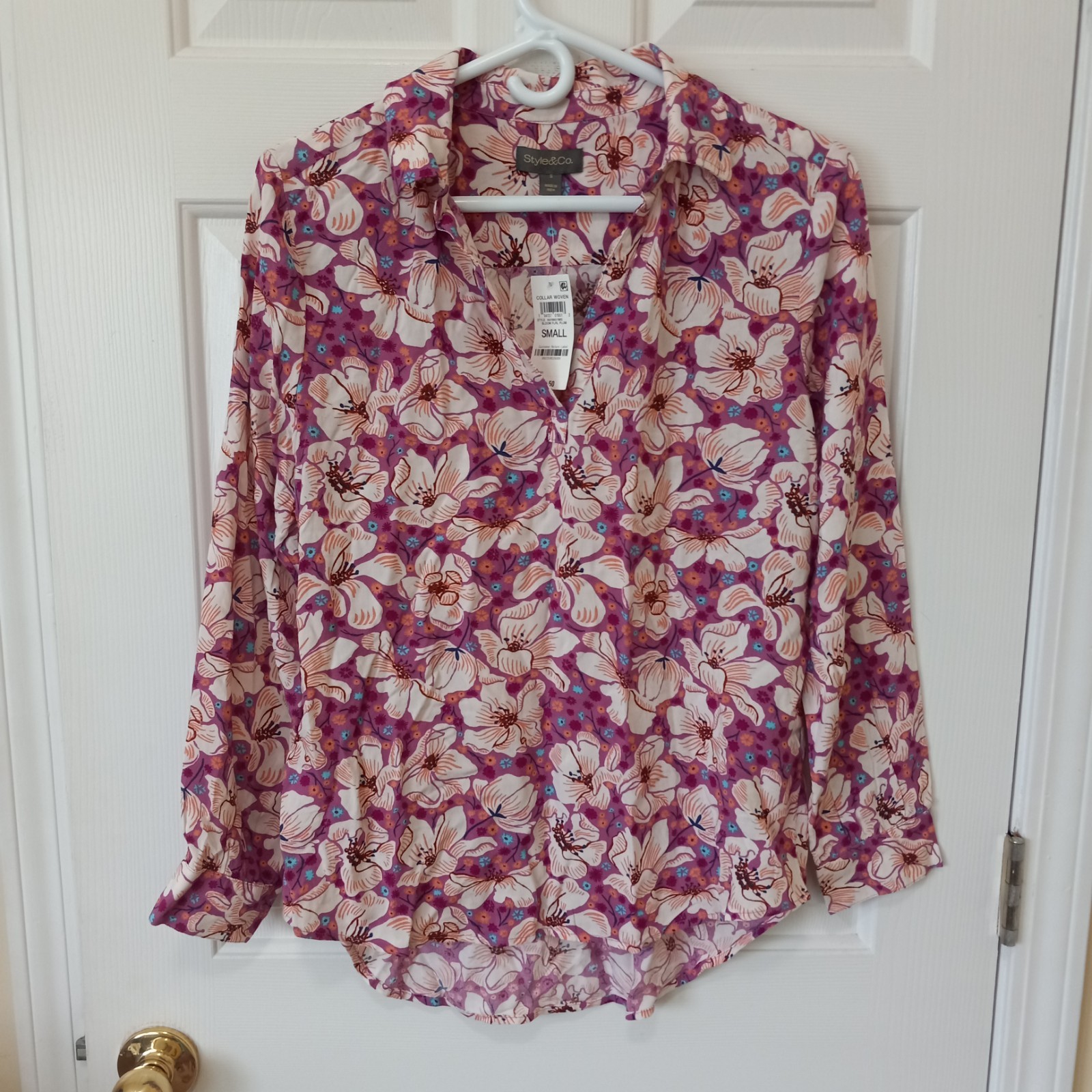 NWT STYLE & CO Women\'s Floral V Neck Casual career Everyday Summer Top Rayon S