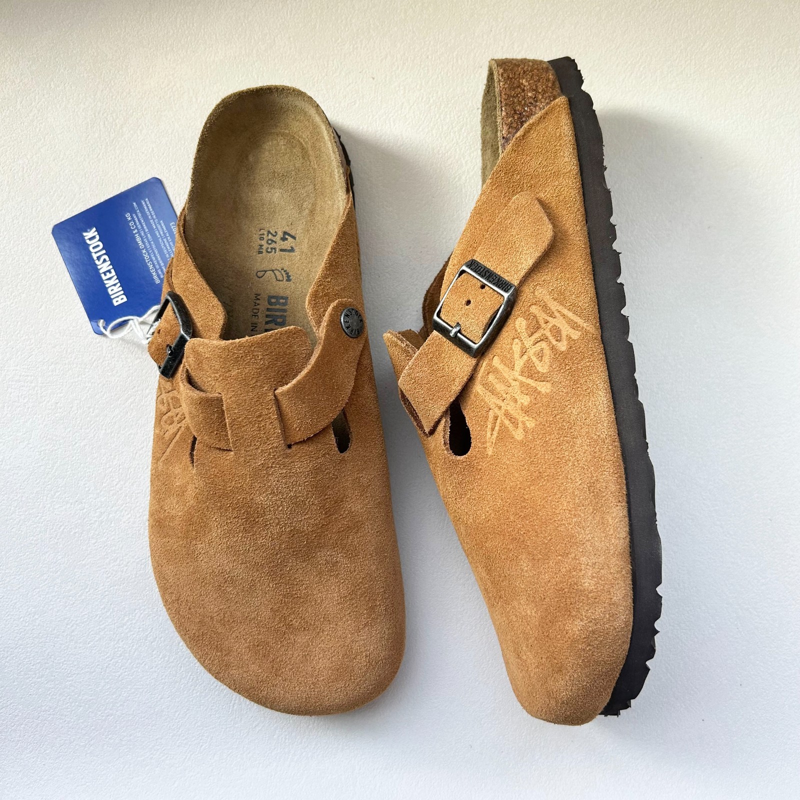 Birkenstock Stussy Boston Suede Caramel Unisex Shoes New/Box Sizes EU37-45