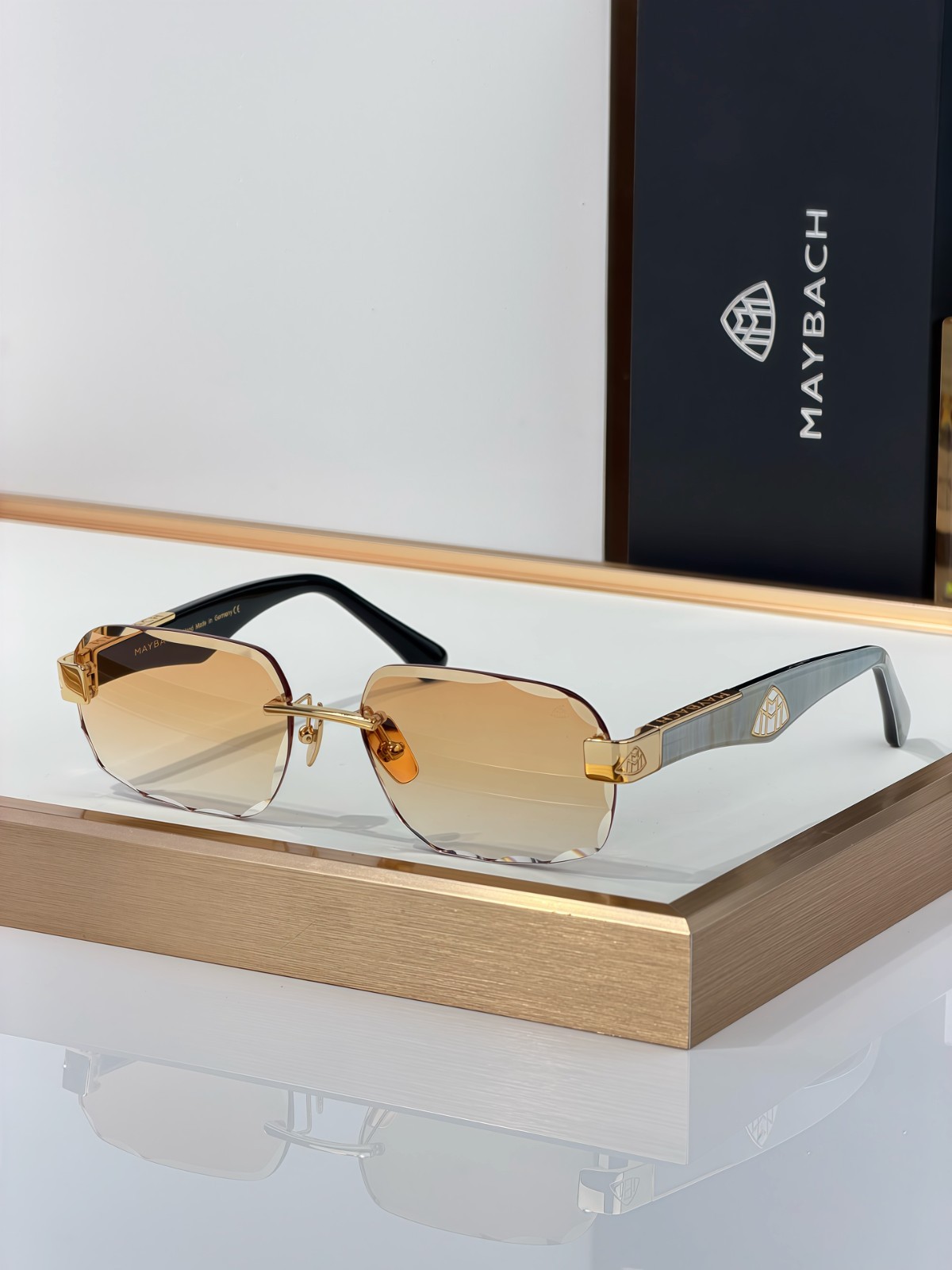 Maybach The Beng Luxury Sunglasses Men Rectangular Rimless Frame 58-18-140