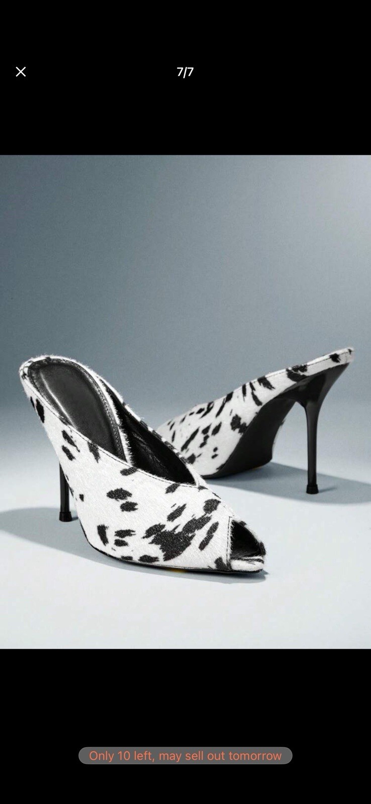 SHUZIA Women\'s Animal Print Black/ White Distinctive V- Shape Neckline Peep Toe 